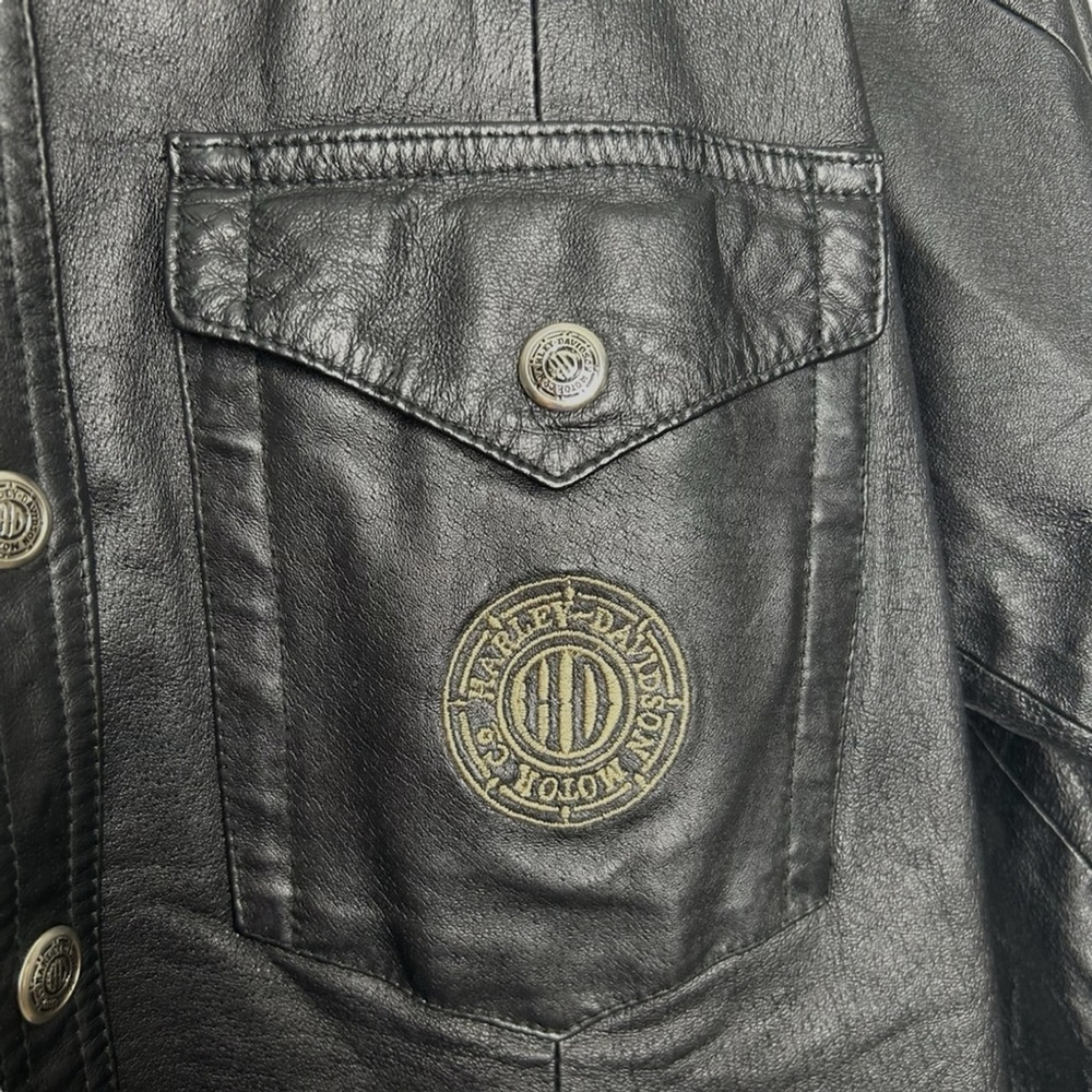 Harley Davidson Vintage Classic Leather Motorcycle Snap Jacket Women’s Medium - Picture 8 of 16